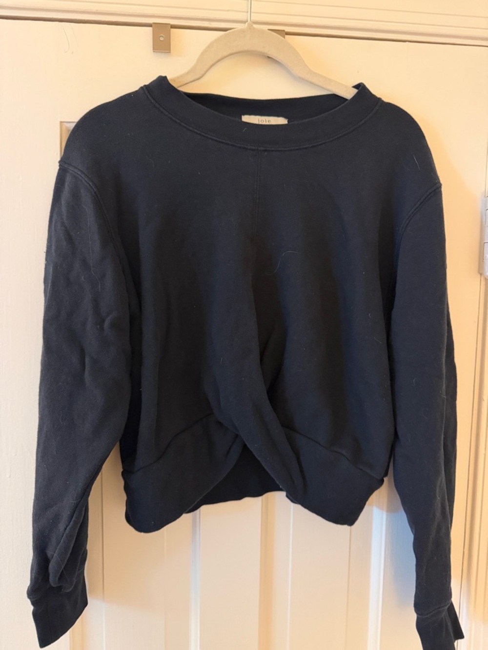Joie Navy Twist-Front Sweatshirt Top Size S